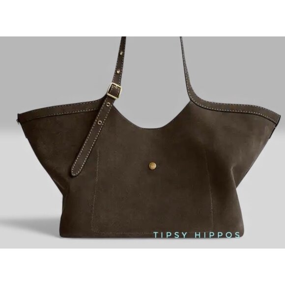 NEW!!   AUTHENTIC COACH Gramercy Tote Bag IN OLIVE GREEN SUEDE AND BRASS - Picture 7 of 14